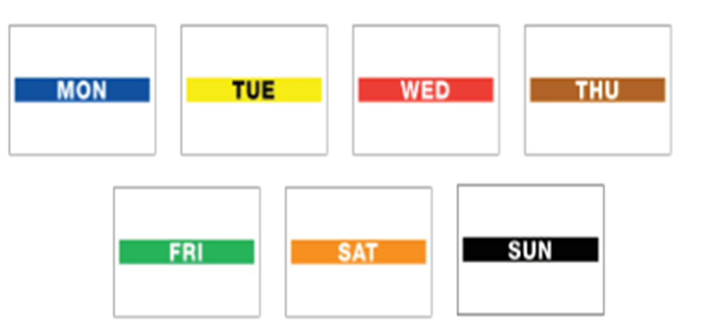 7 Day Mon – Sun date gun label