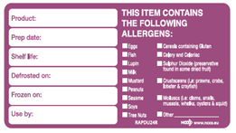 Product Use by Allergen label